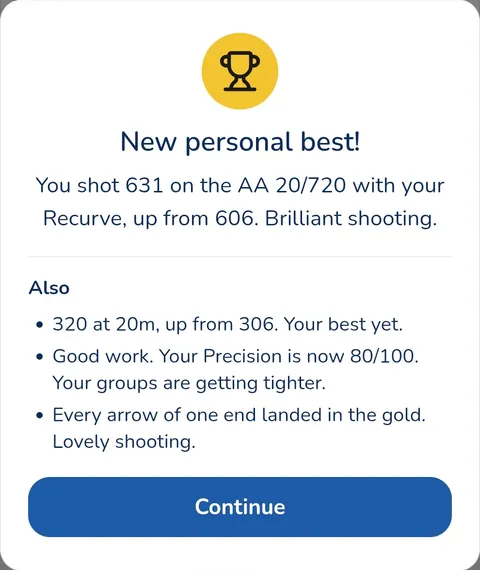 New personal best! You shot 631 on the AA 20/720